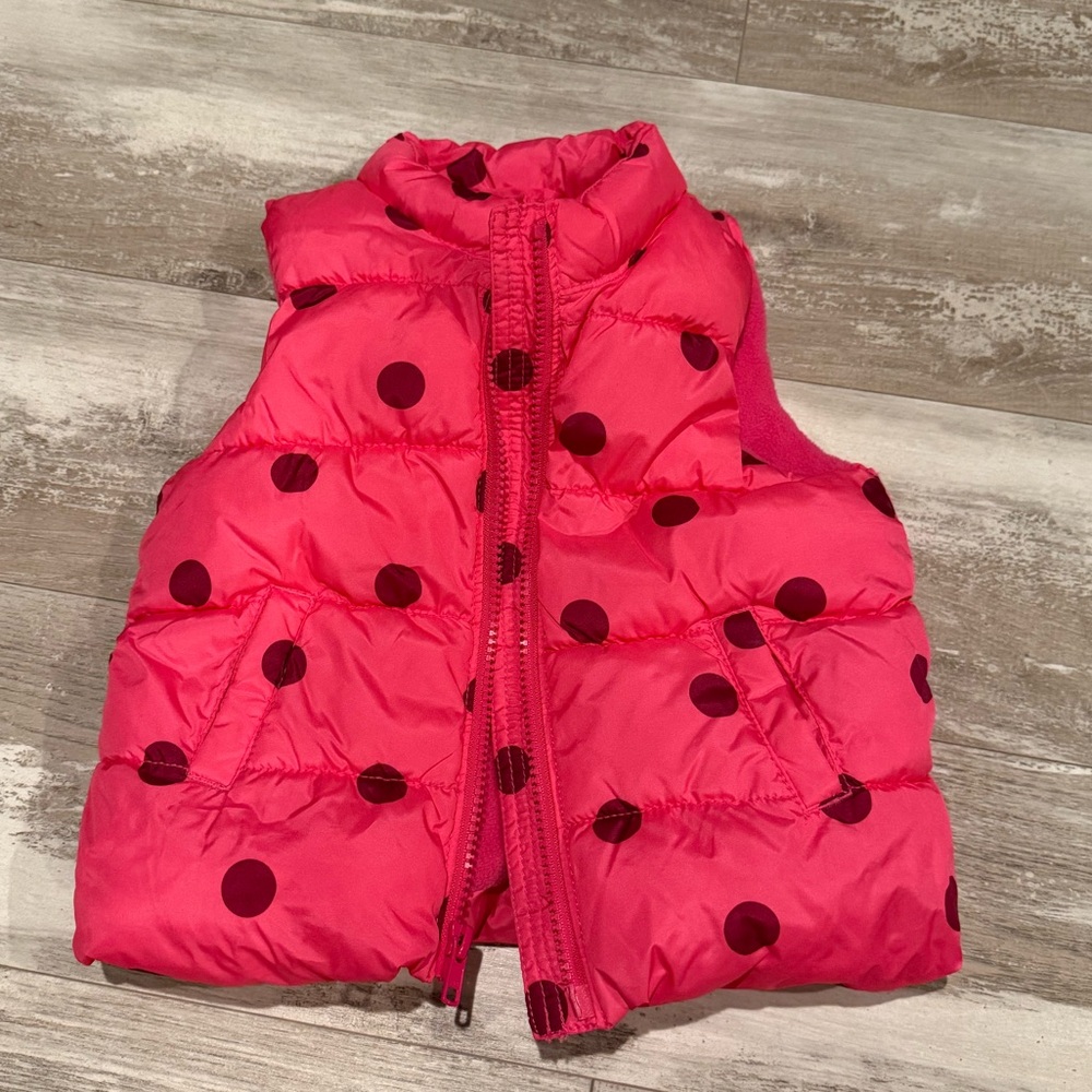 Pink Polka Dot Puffer Vest
